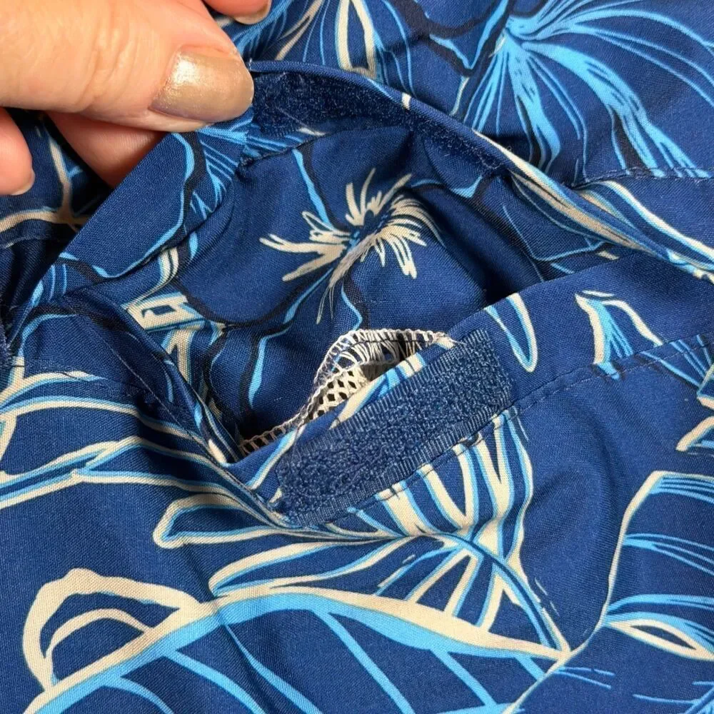 Laguna Swim Trunks Mens Large Blue Floral Lined Elastic Waist Shorts